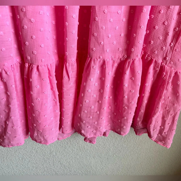NWT Cece Clip Dot Ruffle Long Sleeve Shift Dress in Pink Begonia - Picture 4 of 12